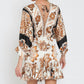 Aakaa - Dolman Sleeve Border Print Dress