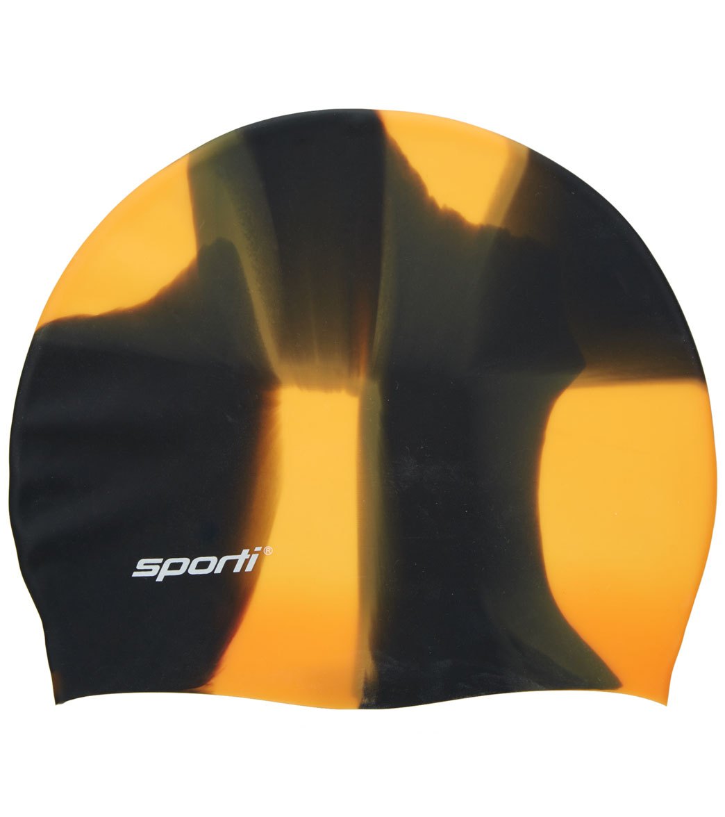 Touca de natação de silicone Sporti, pacote com 5 unidades, preta/amarela, tamanho único