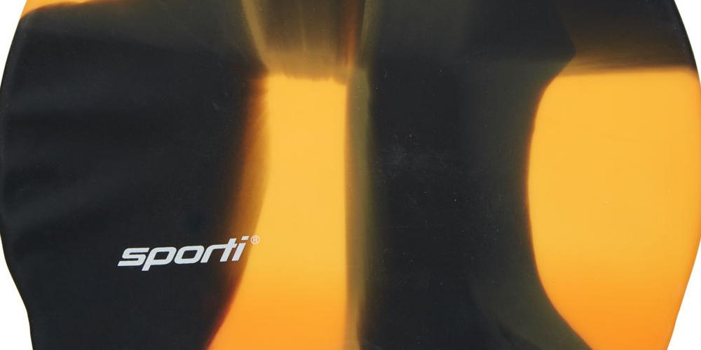 Touca de natação de silicone Sporti, pacote com 5 unidades, preta/amarela, tamanho único