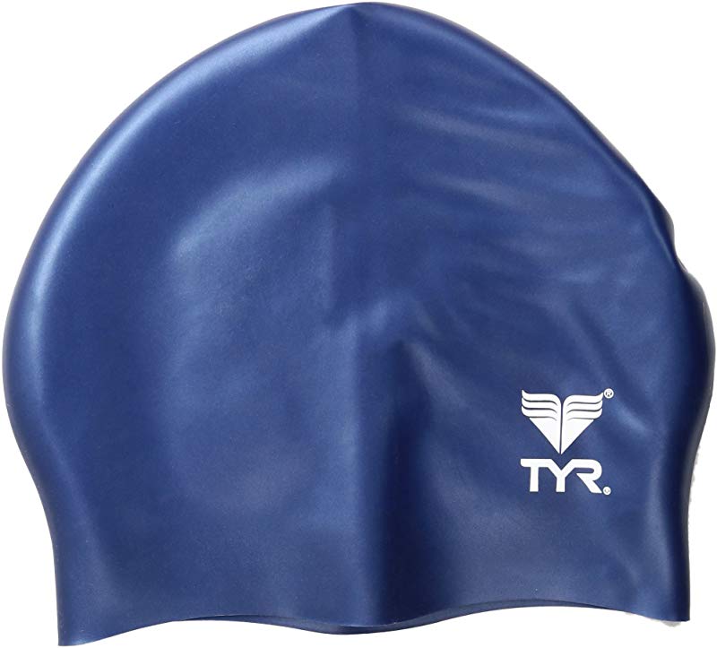 Boné de corrida júnior de silicone unissex TYR, pacote com 7, branco, azul, tamanho regular