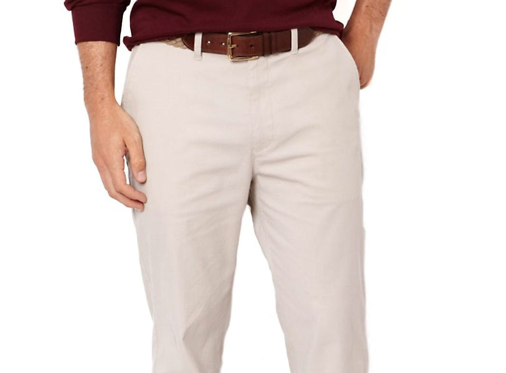 Calça Beacon Leve Nautica Masculina Classic Fit Frente Lisa Bege Tamanho 38X32