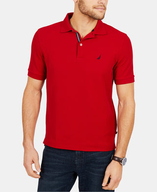 Camisa polo masculina Nautica, feita de forma sustentável, vermelha, tamanho pequeno