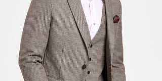 Terno xadrez slim fit masculino Bar III, jaqueta separada, marrom