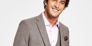 Terno xadrez slim fit masculino Bar III, jaqueta separada, marrom