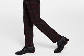 Bar III Terno Masculino Slim Fit Xadrez Calça Separada Vermelho Tamanho 30X32