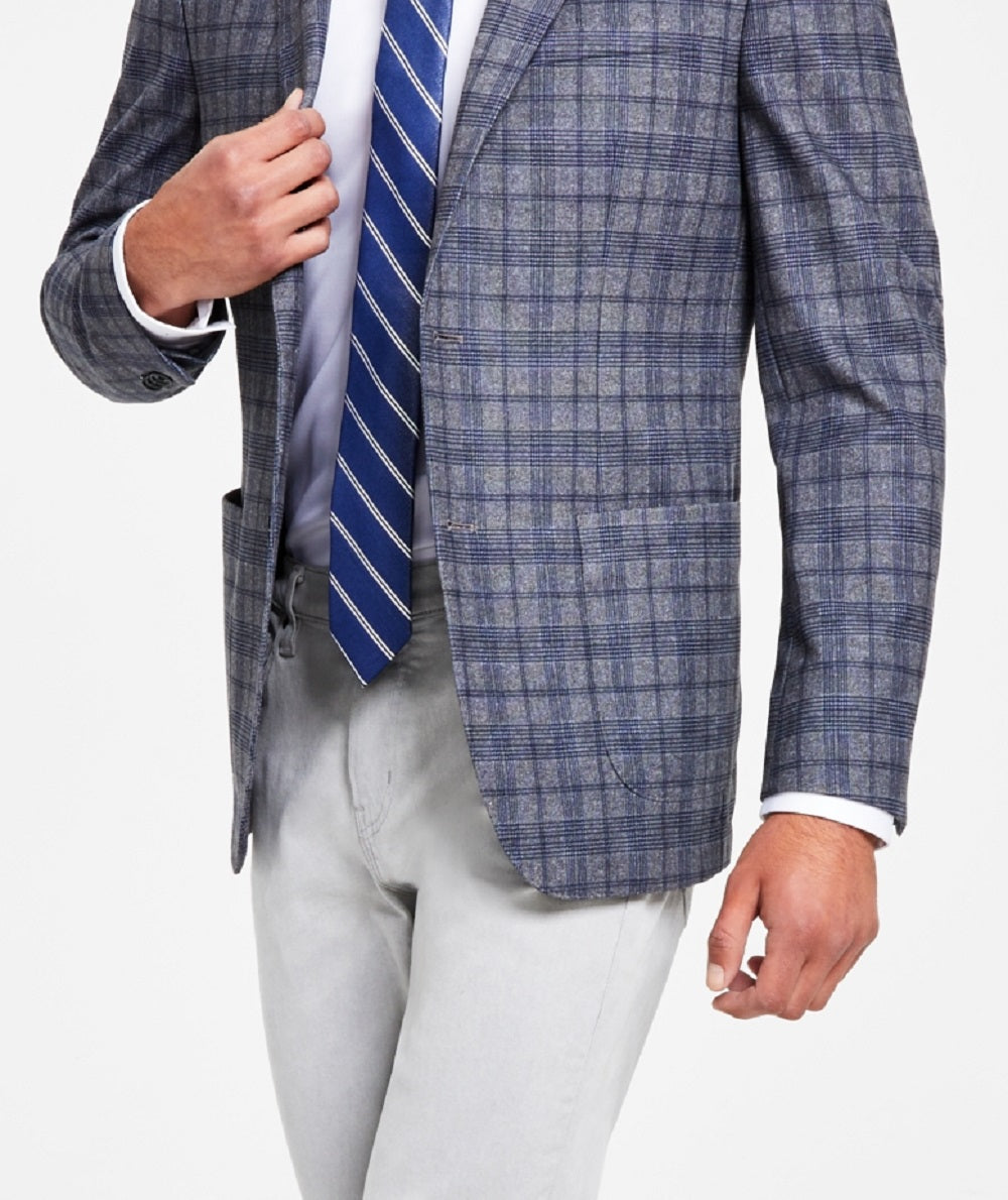 Blazer masculino de malha cinza slim fit Bar III, tamanho 38