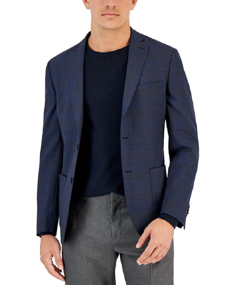 Blazer masculino Bar III Slim Fit Windowpane Knit Azul Tamanho 42