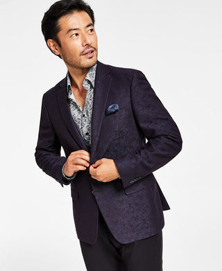 Blazer masculino Alfani Slim-Fit Jacquard Azul Tamanho 36