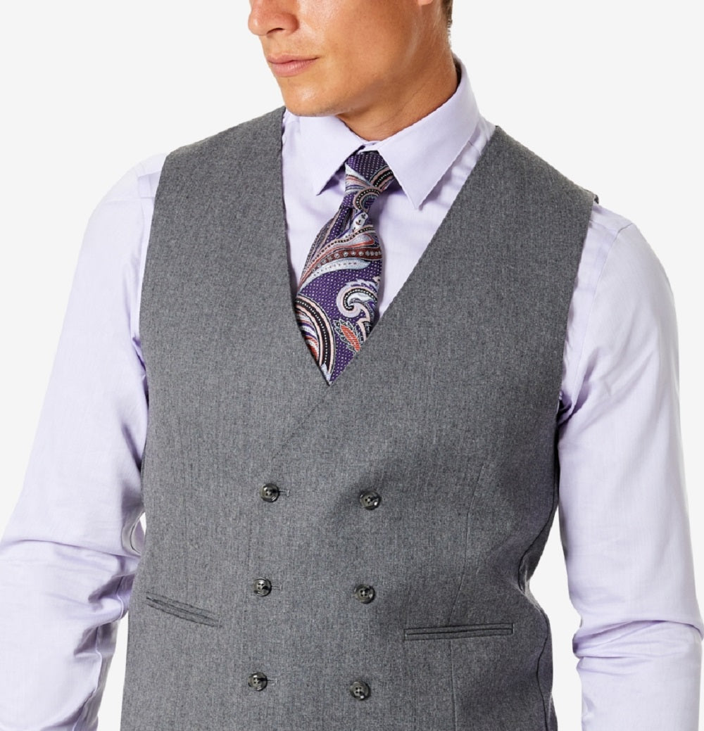 Colete de lã masculino Tayion Collection Classic Fit, cinza, tamanho médio
