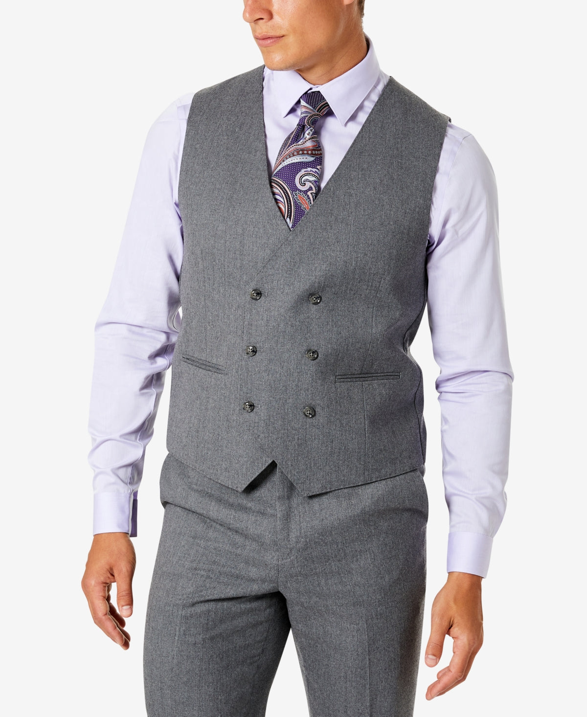 Colete de lã masculino Tayion Collection Classic Fit, cinza, tamanho médio