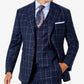 Jaqueta de lã masculina Tayion Collection Classic Fit, azul, tamanho 46