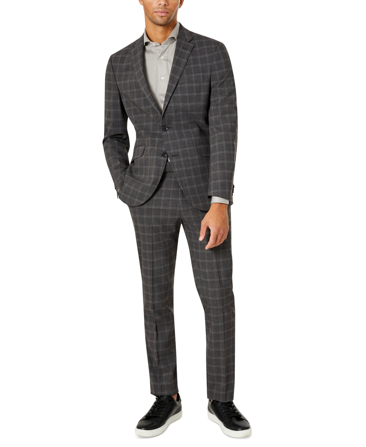 Terno masculino Kenneth Cole Reaction Slim Fit Ready Flex Stretch cinza tamanho 44