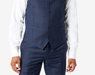 Colete masculino xadrez slim fit Tallia azul tamanho grande