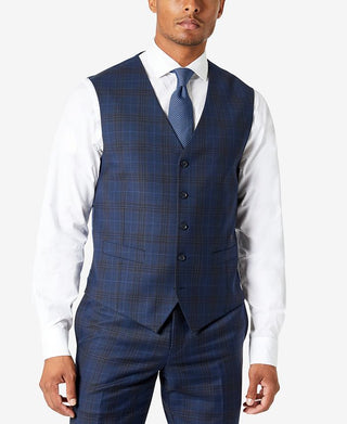 Colete masculino xadrez slim fit Tallia azul tamanho grande