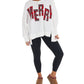Bibi - Christmas Plaid Merry Waffle Knit Pullover Sweater