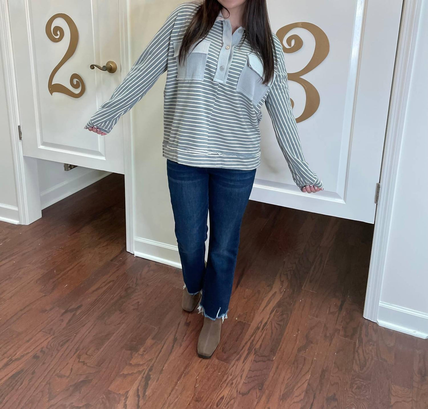Anniewear - Serene Striped Long Sleeve Top