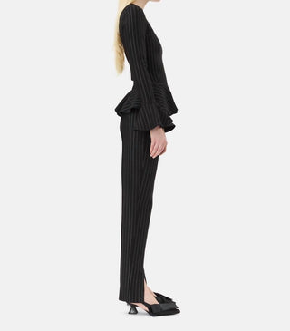 Ganni - Blusa Peplum de Jersey Listrada Compacta