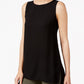 Blusa feminina Eileen Fisher de seda crepe com gola bateau, preta, tamanho extrapequeno