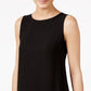 Blusa feminina Eileen Fisher de seda crepe com gola bateau, preta, tamanho extrapequeno