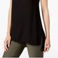 Blusa feminina Eileen Fisher de seda crepe com gola bateau, preta, tamanho extrapequeno