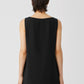 Eileen Fisher Feminino Seda Crepe Bateau Neck Shell Preto Tamanho Grande
