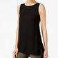 Eileen Fisher Feminino Seda Crepe Bateau Neck Shell Preto Tamanho Grande