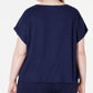 Camiseta feminina Eileen Fisher com decote redondo, azul, tamanho 3X