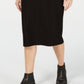 Saia de malha fina feminina Eileen Fisher, preta, tamanho médio