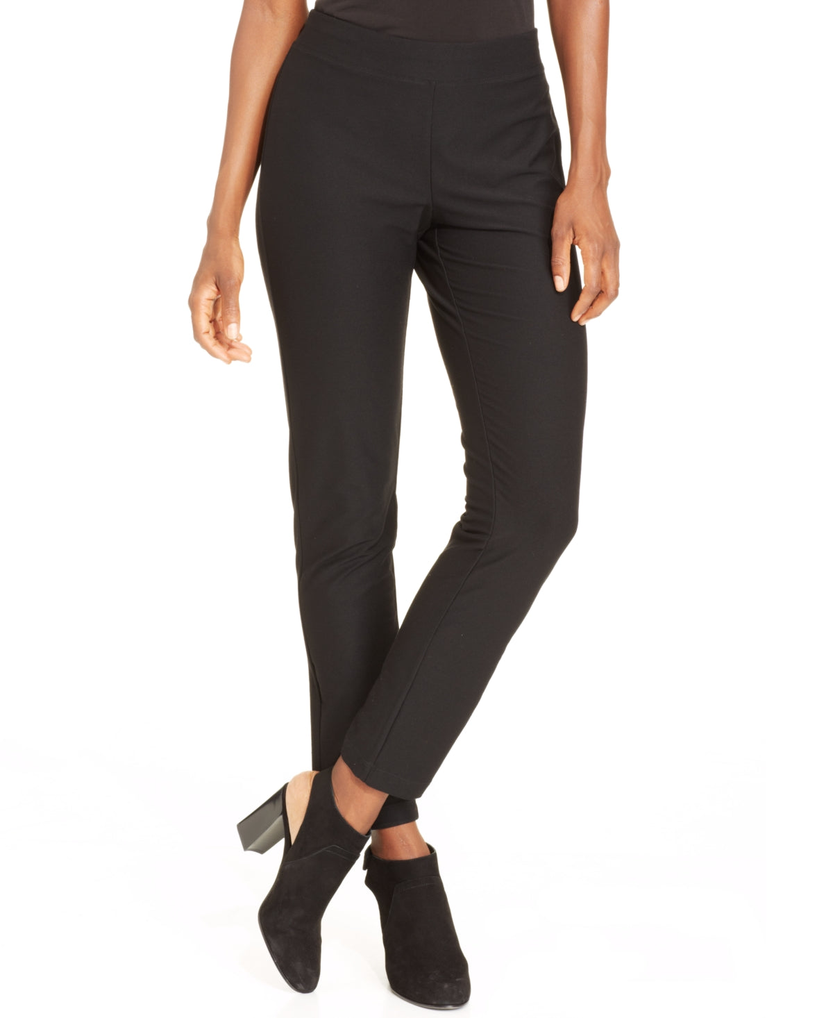 Calça Eileen Fisher Feminina Crepe Elástico Slim Ankle Preta Tamanho Grande