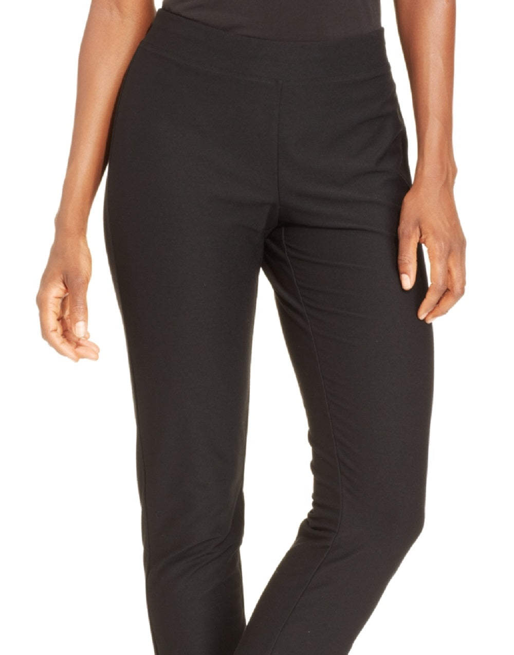 Calça Eileen Fisher Feminina Crepe Elástico Slim Ankle Preta Tamanho Grande