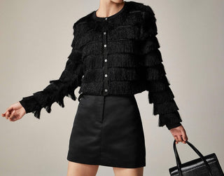 J.Crew - Cardigan com franjas em fio metálico