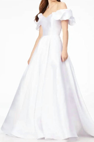 Ashleylauren - Ruffled Off-shoulder Wedding Gown