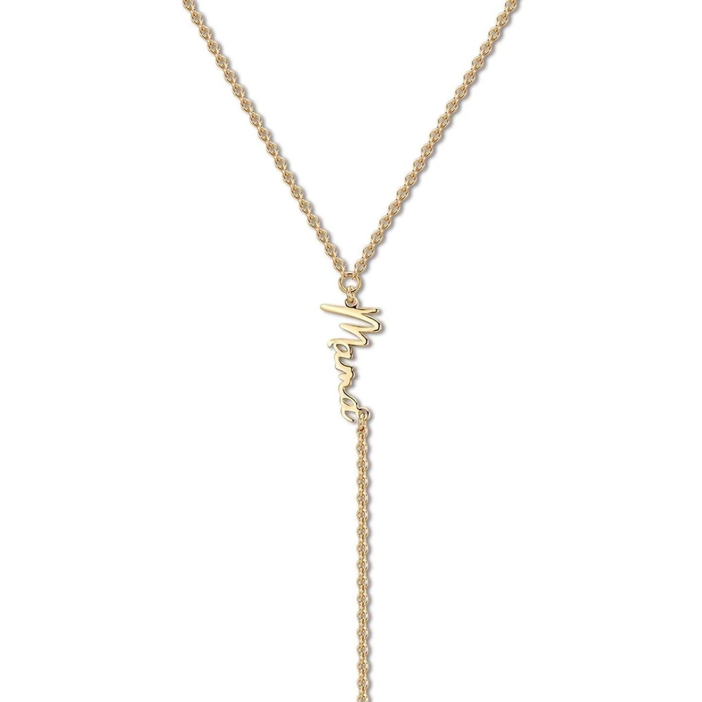 Eklexic - Colar Lariat Mama Script Feminino Delicado