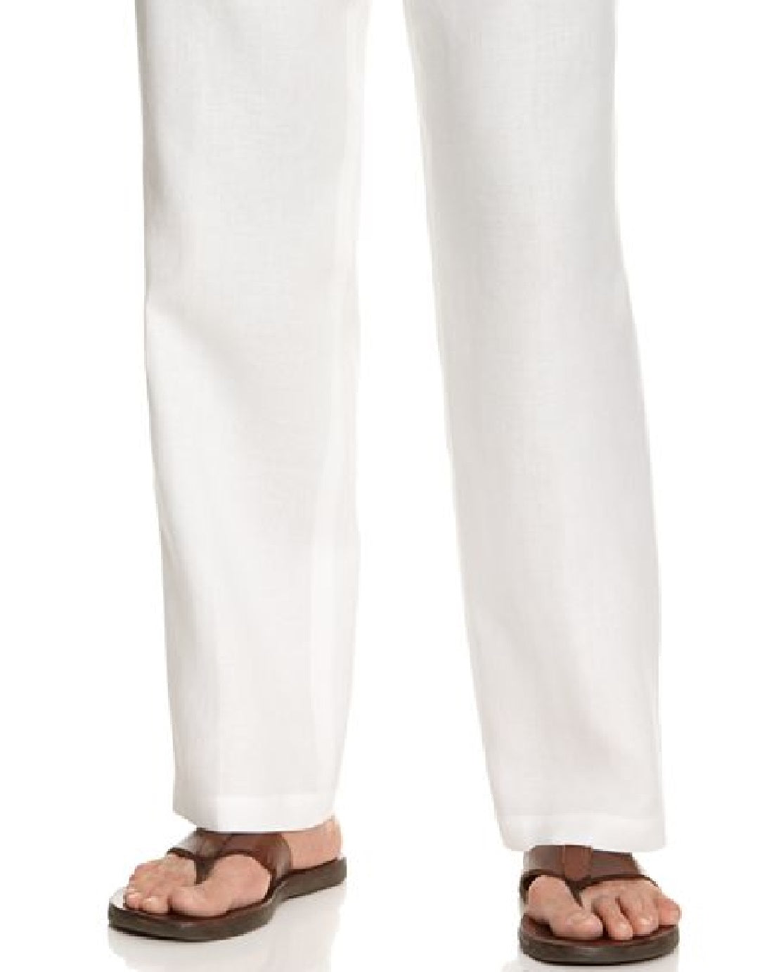 Calça de linho com cordão Tasso Elba masculina, branca, tamanho grande