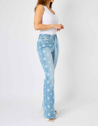 Judy Blue - Stars & Stripes Bleach Discharge Flare Jean