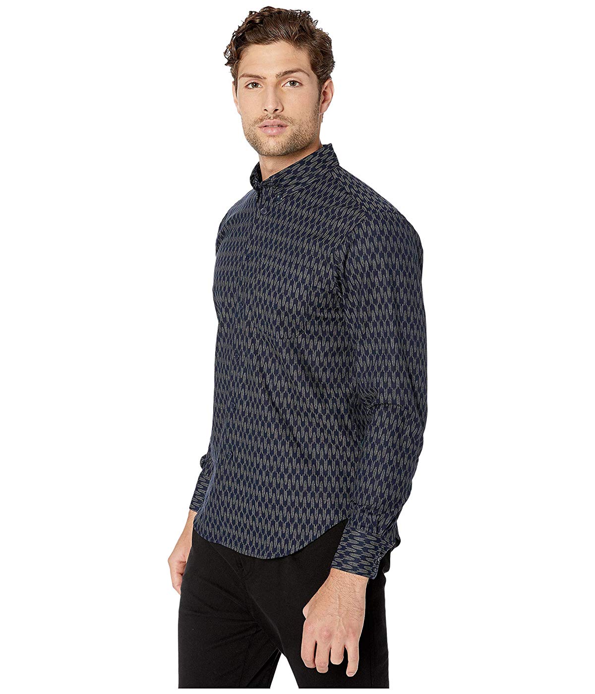 Camisa social masculina Naked &amp; Famous Easy com botões, azul, tamanho grande