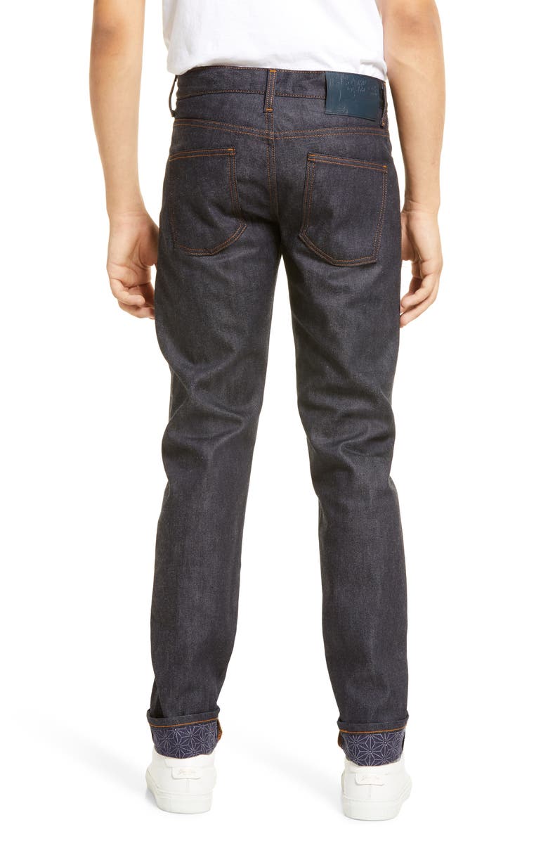 Calça jeans skinny Super Guy da Naked &amp; Famous, estampa de quimono Asanoha, orla, tamanho 31