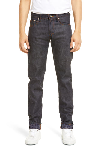 Calça jeans skinny Super Guy da Naked &amp; Famous, estampa de quimono Asanoha, orla, tamanho 31
