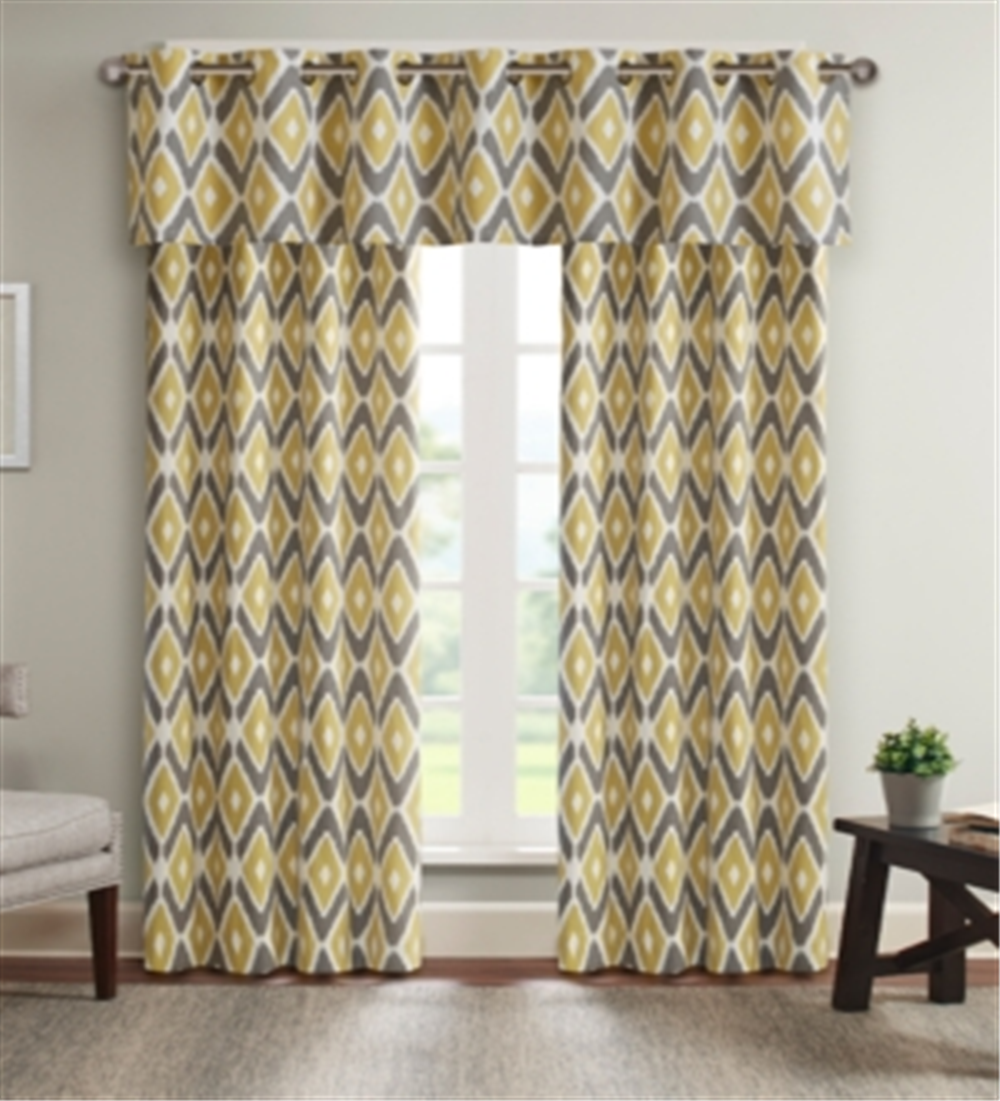 Cortina de janela com ilhós Madison Park Ashlin Diamond 50 x 84, tamanho amarelo, 84 painéis
