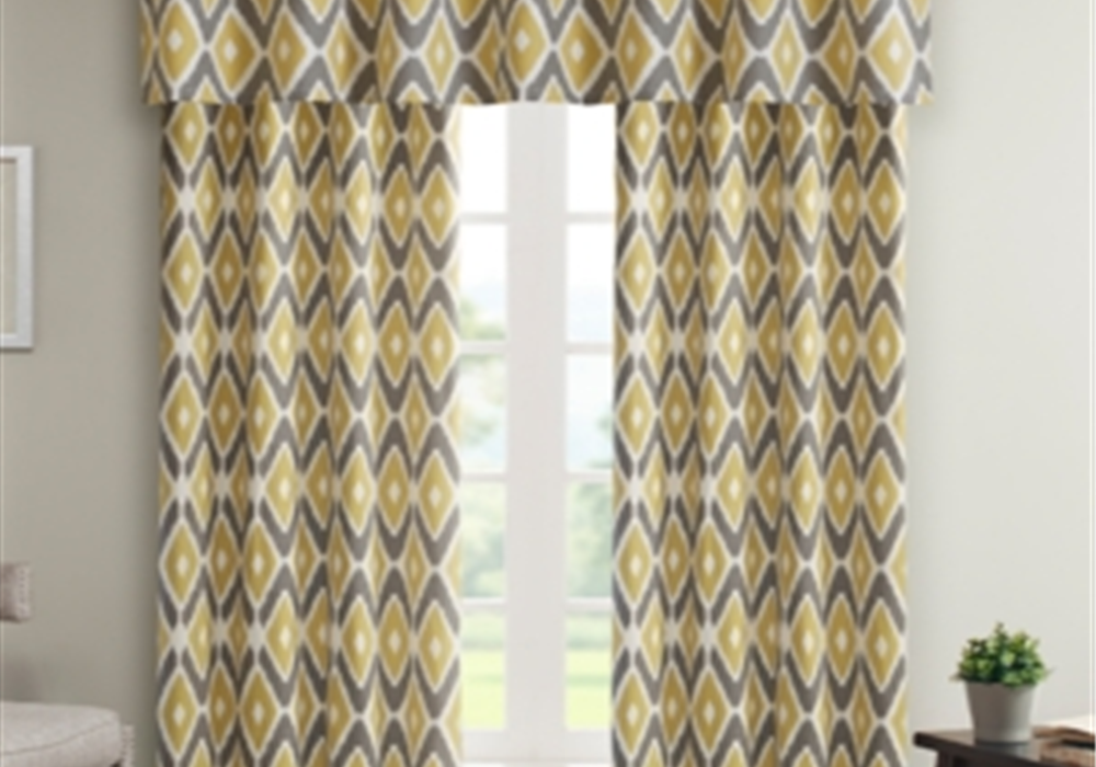 Cortina de janela com ilhós Madison Park Ashlin Diamond 50 x 84, tamanho amarelo, 84 painéis