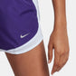 Shorts de corrida Nike Dry Tempo feminino, roxo, tamanho extrapequeno