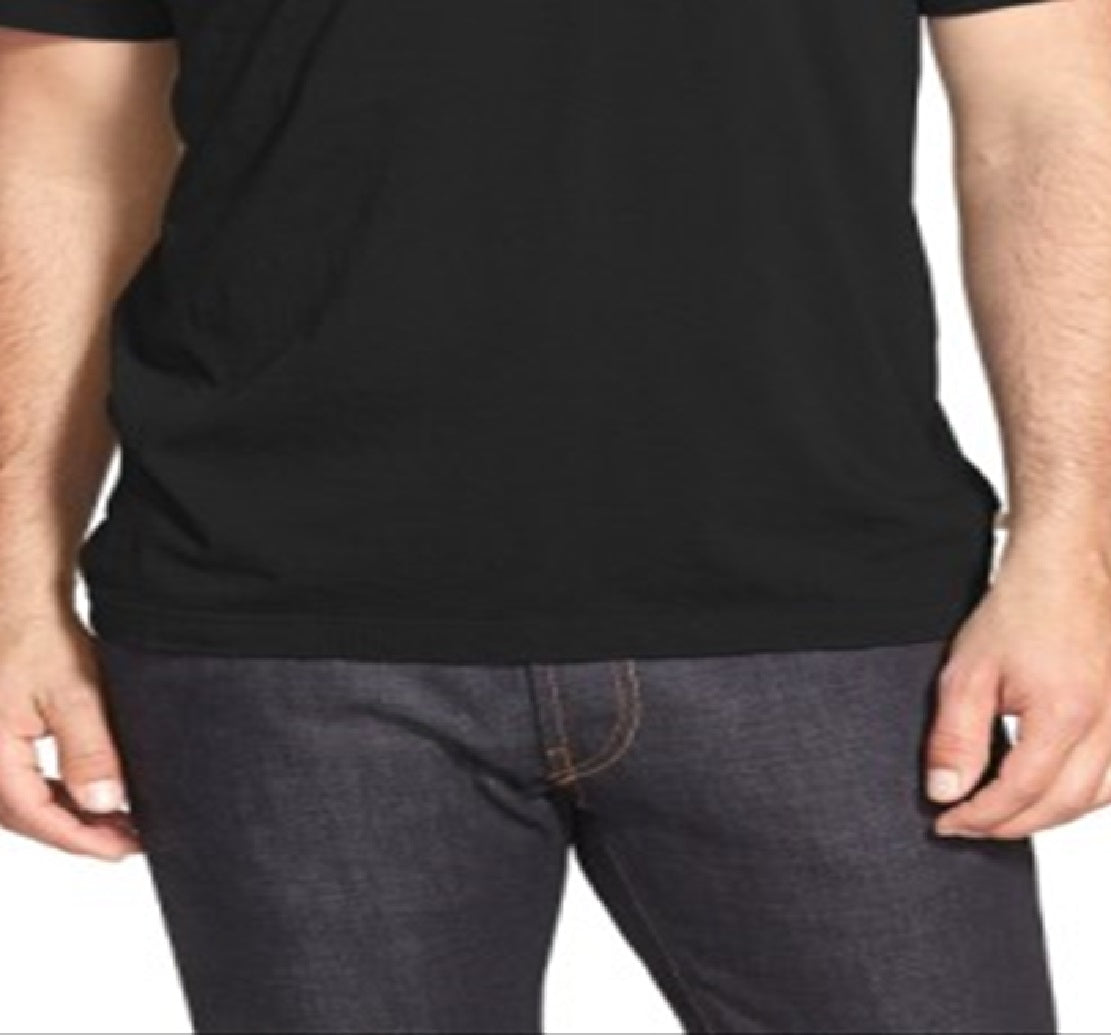 Camiseta masculina James Perse com gola redonda, preta, tamanho 2