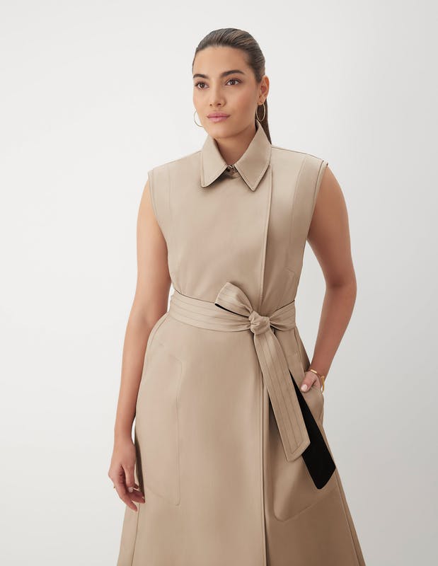 GSTQ Sleeveless Trench Coat Brown M
