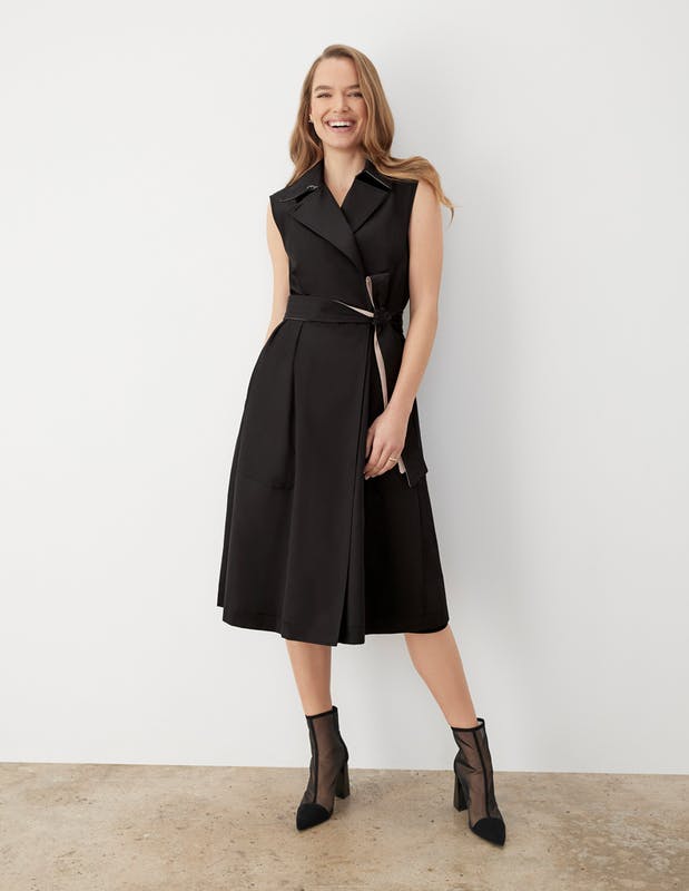 GSTQ Sleeveless Trench Coat Black M