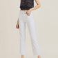 Risen - High Rise Raw Hem Straight Leg Jeans