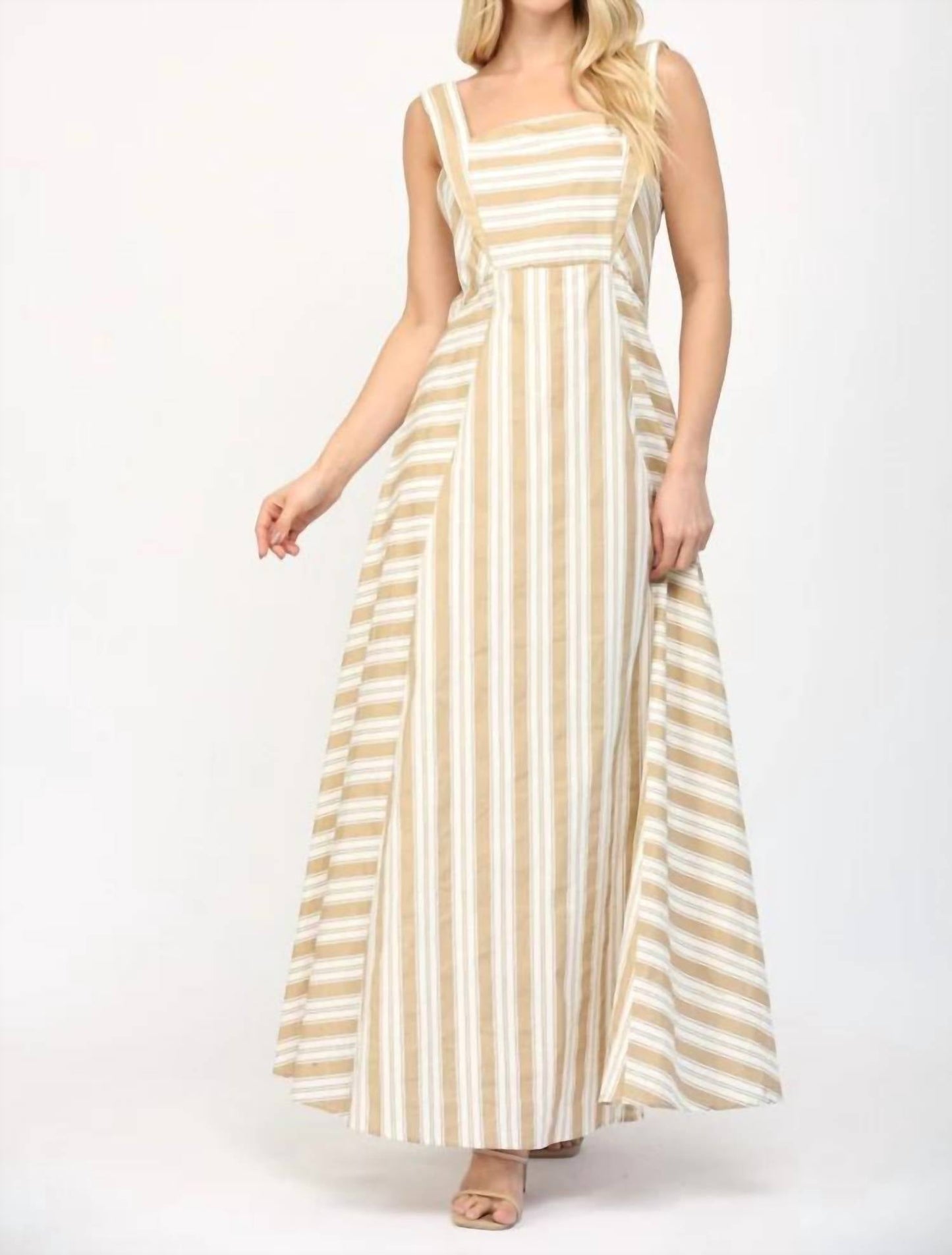 Fate - Two Tone Stripe Long Strap Detailed Maxi Dress