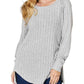 Basic Bae - Chic Ribbed Round Neck Slit Tee
