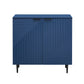 Side Cabinet With Adjustable Shelves And Geometric Door Panels - Navy Blue