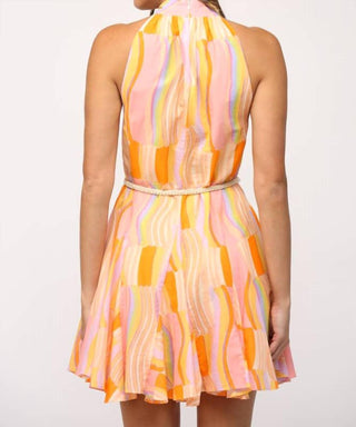 Fate - Belted Printed Cotton Voile Halter Neck Dress