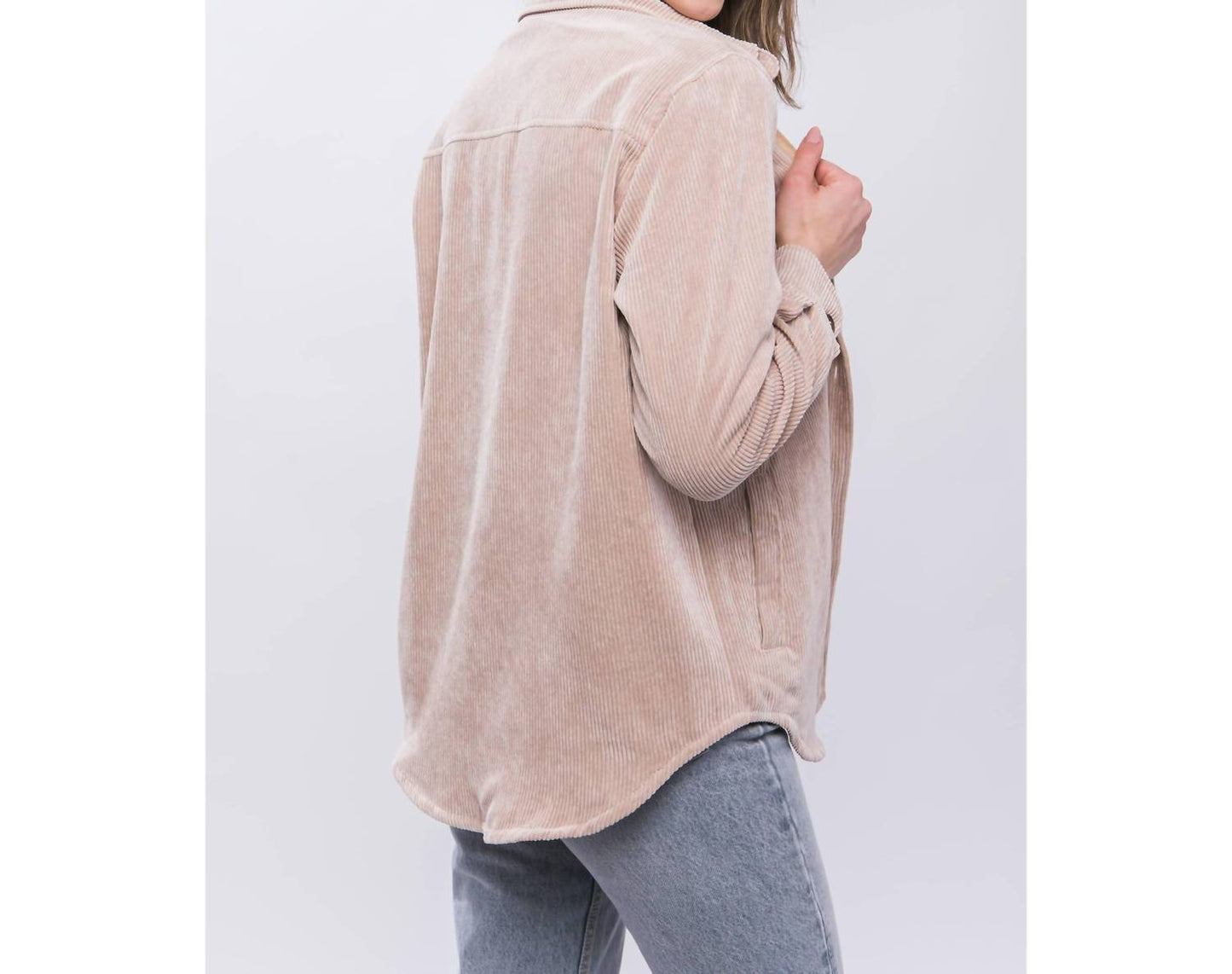 Apolline - Bonfire Heart Corduroy Shacket with Cozy Plaid Lining